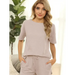 Women's short sleeve loungewear solid color casual waffle two-piece Nexellus