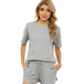 Women's short sleeve loungewear solid color casual waffle two-piece Nexellus