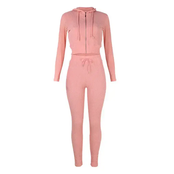 Women's sloid color hoodie & pants lounge set Nexellus