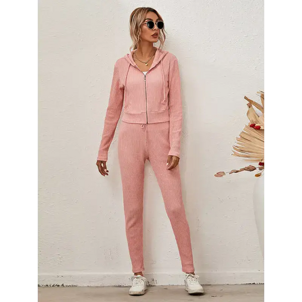 Women's sloid color hoodie & pants lounge set Nexellus