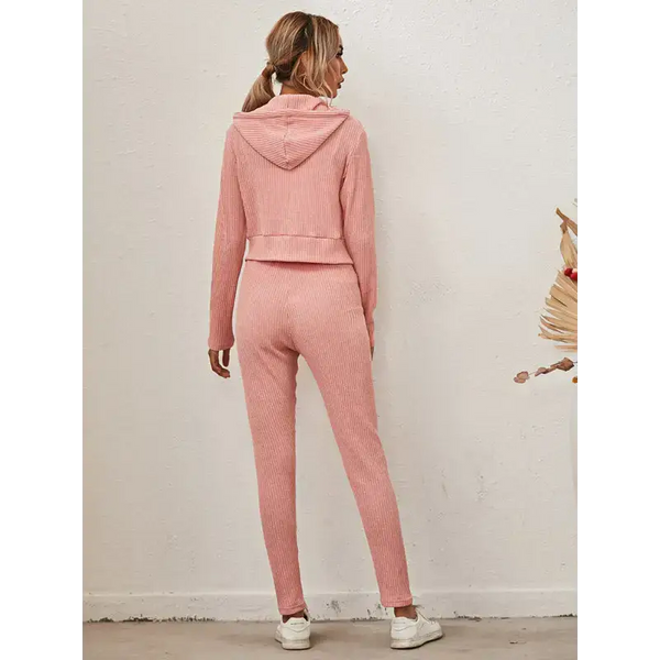 Women's sloid color hoodie & pants lounge set Nexellus