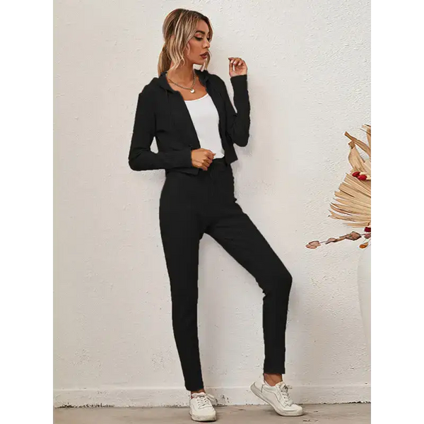 Women's sloid color hoodie & pants lounge set Nexellus