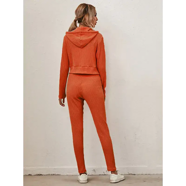 Women's sloid color hoodie & pants lounge set Nexellus