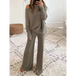 Women's solid color casual solid color off shoulder knit suit Nexellus