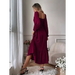 Women's solid color smocked long sleeve tiered maxi dress Nexellus