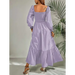 Women's solid color smocked long sleeve tiered maxi dress Nexellus