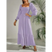 Women's solid color smocked long sleeve tiered maxi dress Nexellus