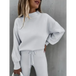 Women's solid color turtleneck long sleeve casual suit Nexellus