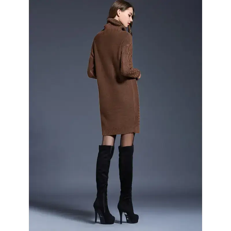 Women's turtleneck long sleeve loose sweater dress Nexellus