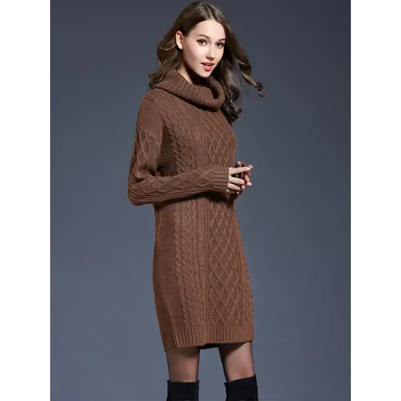 Women's turtleneck long sleeve loose sweater dress Nexellus