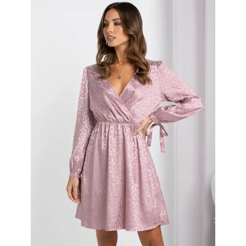 Women's v-neck long sleeve printed loose dress Nexellus