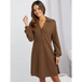 Women's waffle shirt skirt v-neck loose dress Nexellus