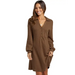 Women's waffle shirt skirt v-neck loose dress Nexellus