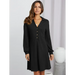 Women's waffle shirt skirt v-neck loose dress Nexellus