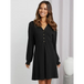 Women's waffle shirt skirt v-neck loose dress Nexellus