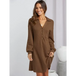 Women's waffle shirt skirt v-neck loose dress Nexellus