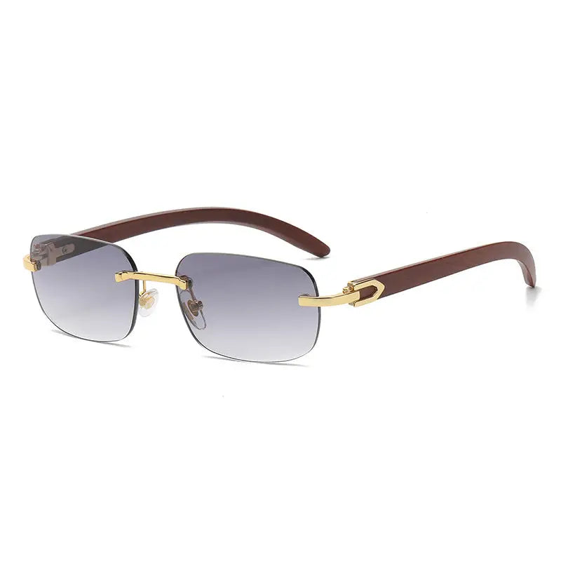 Wooden Grain Mirror Leg Metallic Sunglasses for Men And Women Nexellus