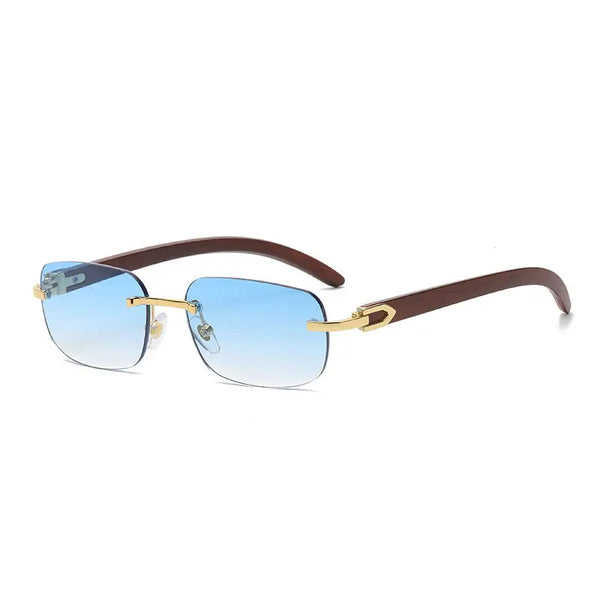 Wooden Grain Mirror Leg Metallic Sunglasses for Men And Women Nexellus