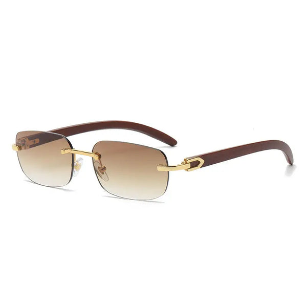 Wooden Grain Mirror Leg Metallic Sunglasses for Men And Women Nexellus