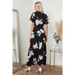 Wrap front maxi dress in black floral print