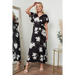 Wrap front maxi dress in black floral print