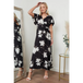 Wrap front maxi dress in black floral print