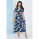 Wrap front maxi dress in navy blue floral print