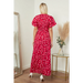 Wrap front maxi dress in red & black polka dot