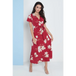 Wrap front maxi dress in red floral print