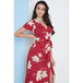 Wrap front maxi dress in red floral print