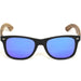 Zebra wood classic style sunglasses with blue mirrored